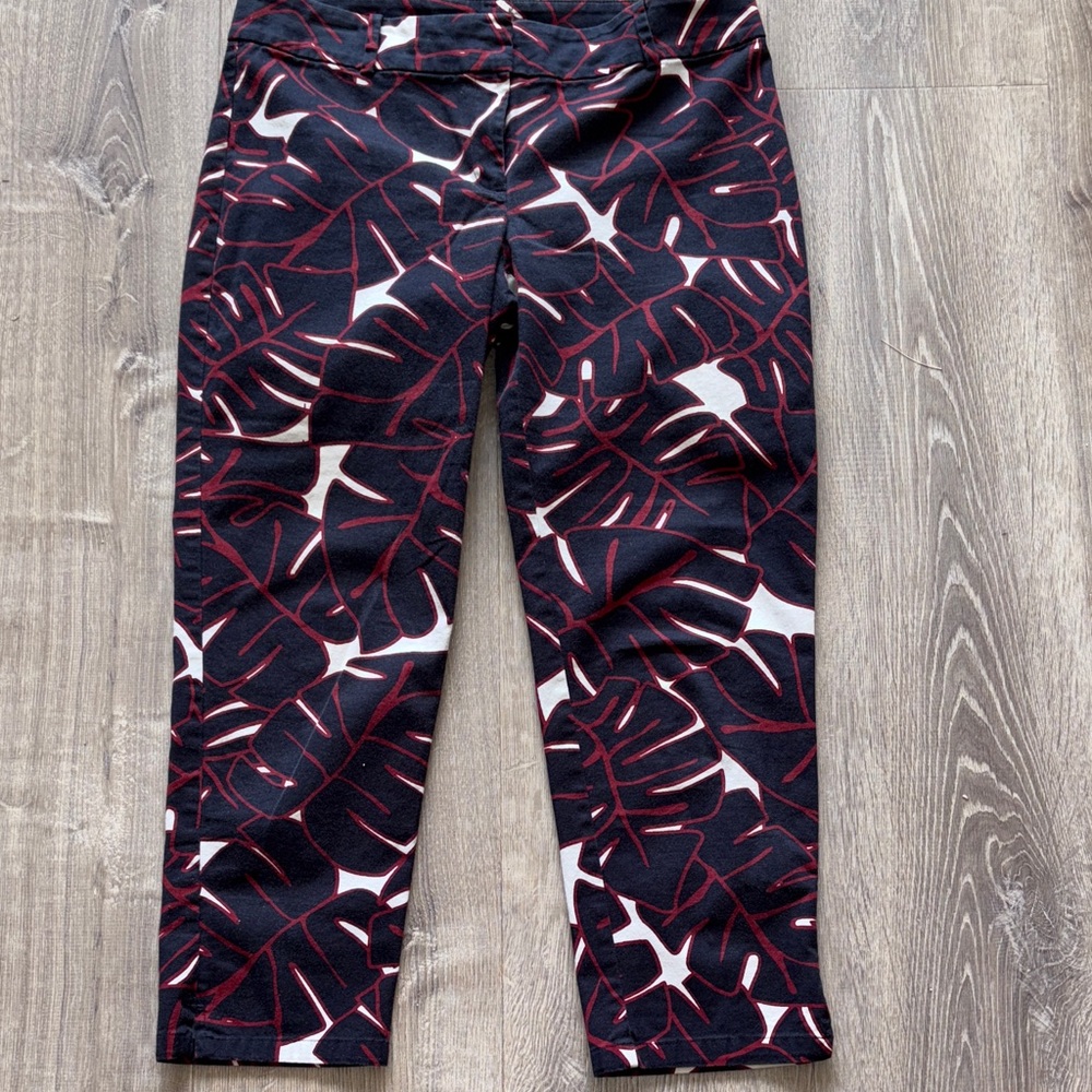 Ann Taylor Black and Red Leaf Pattern Pants